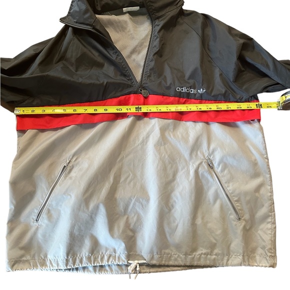 Adidas Vintage Black & Red 1/2 Zip Mesh Lined Windbreaker Jacket Adult Size L - Picture 5 of 7